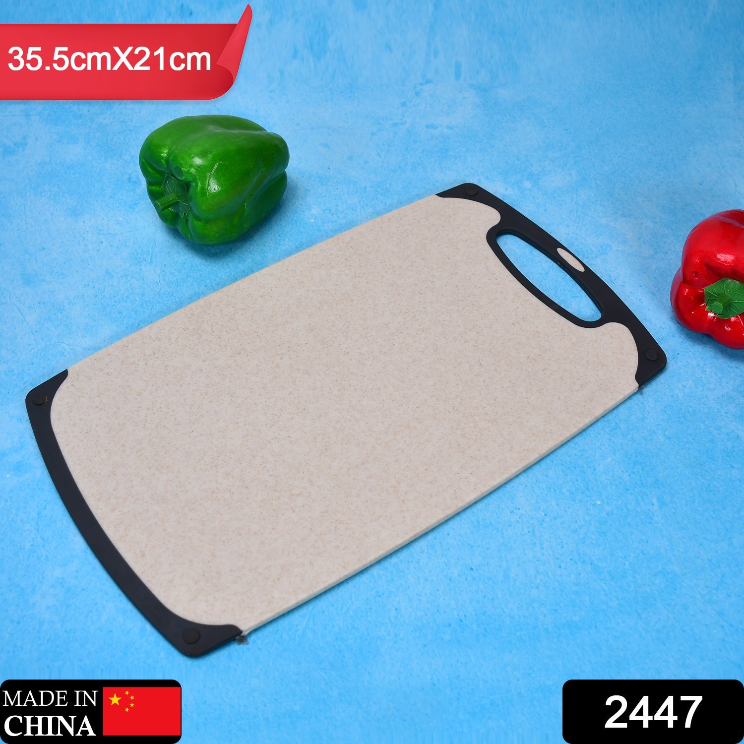 2447 Vegetables and Fruits Cutting Chopping Board Plastic Chopper Cutter Board Non-slip Antibacterial Surface with Extra Thickness DeoDap 2447 Vegetables and Fruits Cutting Chopping Board Plastic Chopper Cutter Board Non-slip Antibacterial Surface with Extra Thickness DeoDap